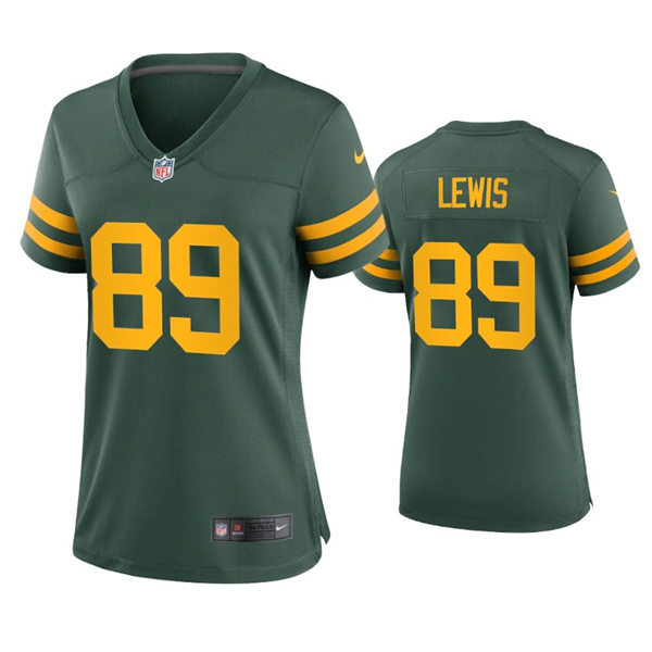 Womens Green Bay Packers #89 Marcedes Lewis Nike 2021 Green Alternate Retro 1950s Throwback Jersey