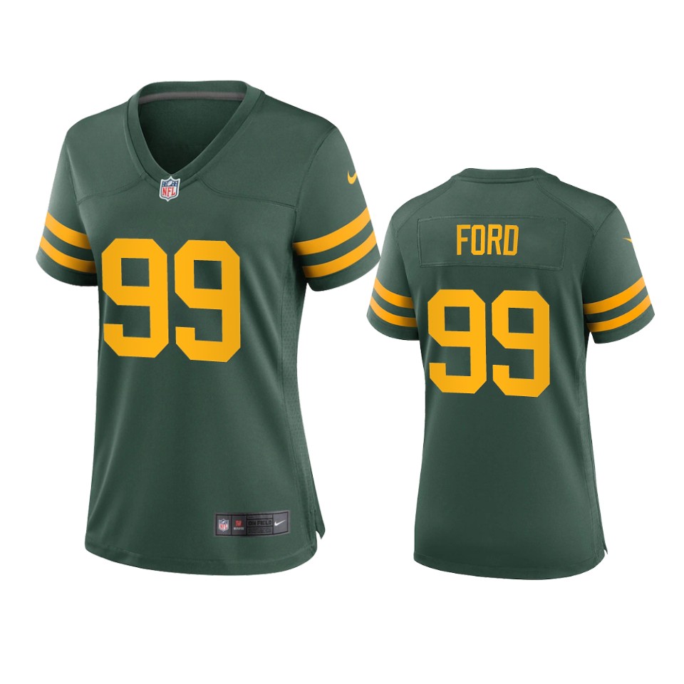 Womens Green Bay Packers #99 Jonathan Ford Green Alternate Retro Limited Jersey