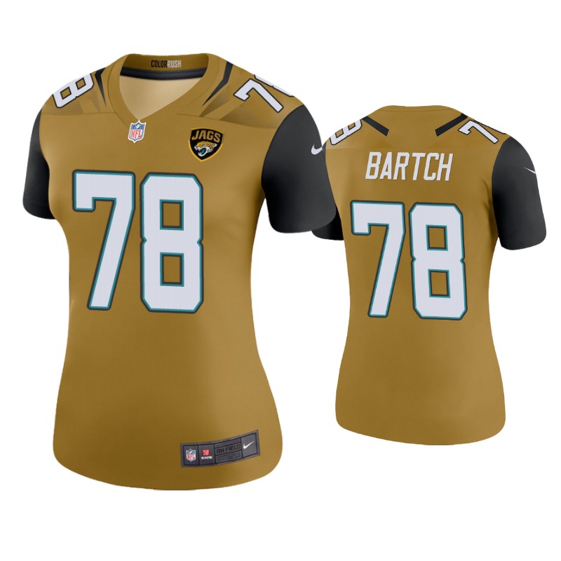 Womens Jacksonville Jaguars #78 Ben Bartch Nike Bold Gold Color Rush Jersey