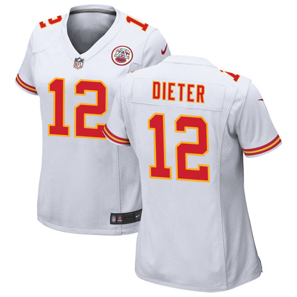 Womens Kansas City Chiefs #12 Gehrig Dieter Nike White Limited Jersey