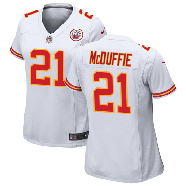 Womens Kansas City Chiefs #21 Trent McDuffie Nike White Limited Jersey