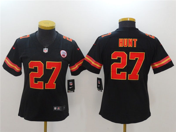 Womens Kansas City Chiefs Retired Player #27 Clark Hunt Nike Black Game Fashion Jersey