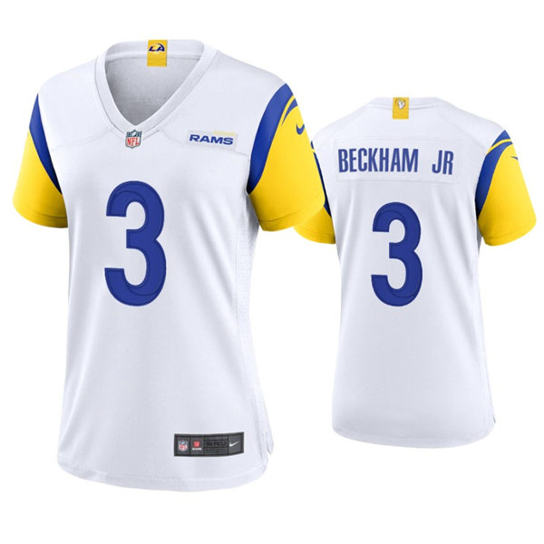 Womens Los Angeles Rams #3 Odell Beckham Jr. 2021 Nike White Modern Throwback Jersey