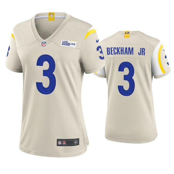 Womens Los Angeles Rams #3 Odell Beckham Jr. Nike Bone Limited Jersey