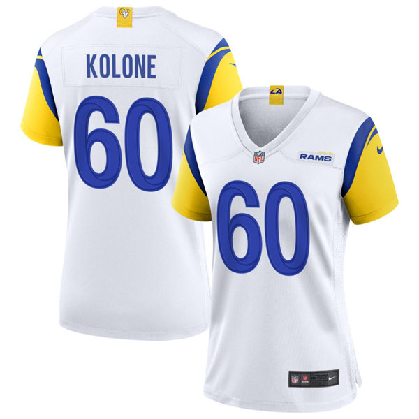 Womens Los Angeles Rams #60 Jeremiah Kolone 2021 Nike White Modern Throwback Jersey