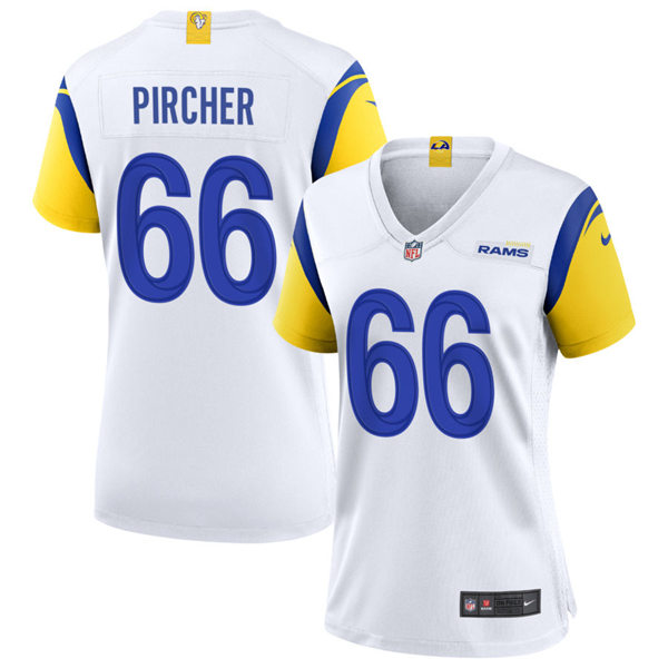 Womens Los Angeles Rams #66 Max Pircher 2021 Nike White Modern Throwback Jersey