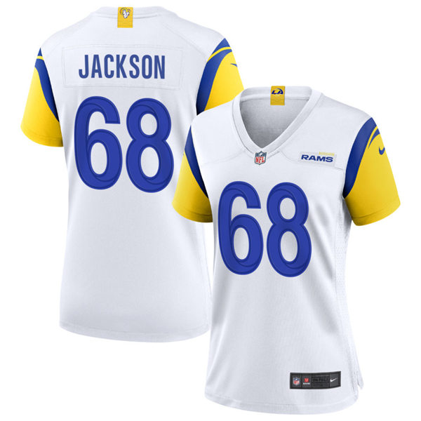 Womens Los Angeles Rams #68 Alaric Jackson 2021 Nike White Modern Throwback Jersey