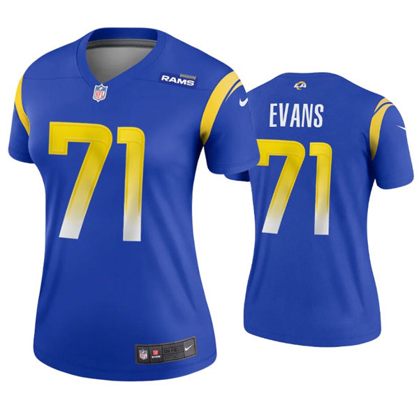 Womens Los Angeles Rams #71 Bobby Evans Nike Royal Limited Jersey