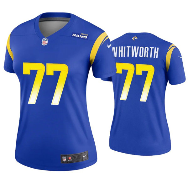 Womens Los Angeles Rams #77 Andrew Whitworth Nike Royal Limited Jersey