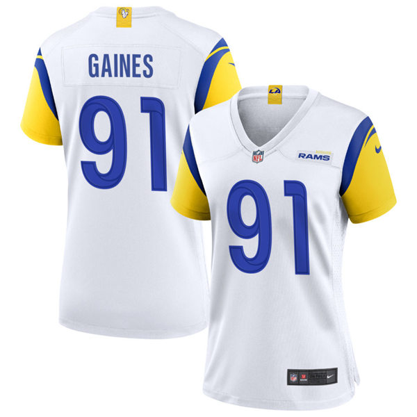 Womens Los Angeles Rams #91 Greg Gaines 2021 Nike White Modern Throwback Jersey