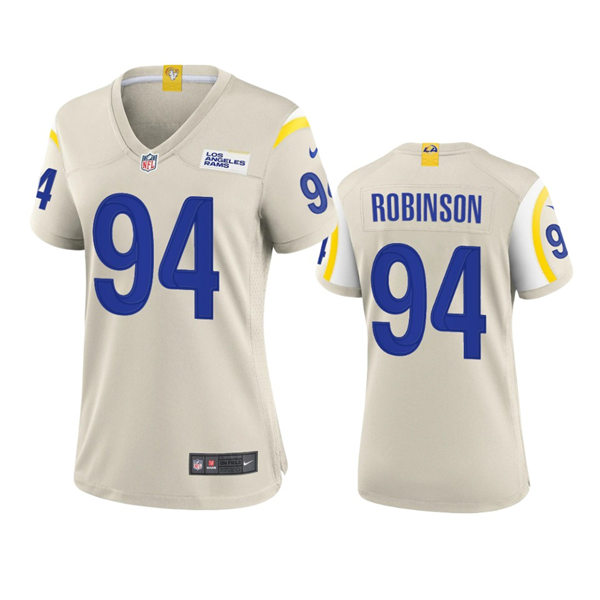 Womens Los Angeles Rams #94 A'Shawn Robinson Nike Bone Limited Jersey