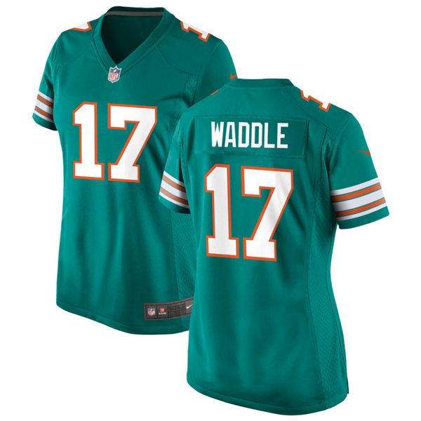 Womens Miami Dolphins #17 Jaylen Waddle Nike Aqua Retro Alternate Vapor Limited Jersey