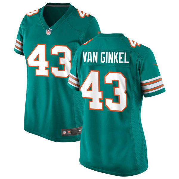 Womens Miami Dolphins #43 Andrew Van Ginkel Nike Aqua Retro Alternate Vapor Limited Jersey