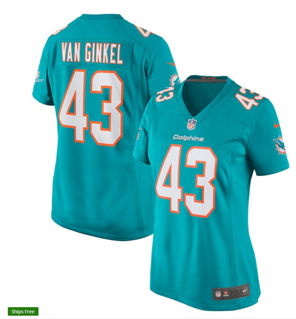 Womens Miami Dolphins #43 Andrew Van Ginkel Nike Aqua Vapor Limited Jersey