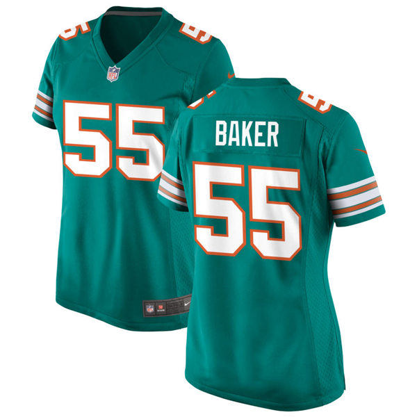 Womens Miami Dolphins #55 Jerome Baker Nike Aqua Retro Alternate Vapor Limited Jersey