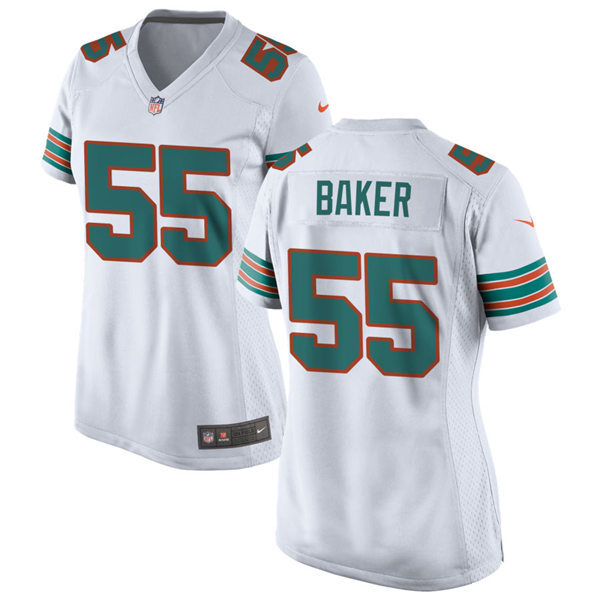 Womens Miami Dolphins #55 Jerome Baker Nike White Retro Alternate Vapor Limited Jersey