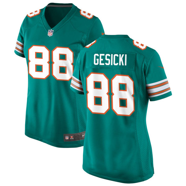 Womens Miami Dolphins #88 Mike Gesicki Nike Aqua Retro Alternate Vapor Limited Jersey