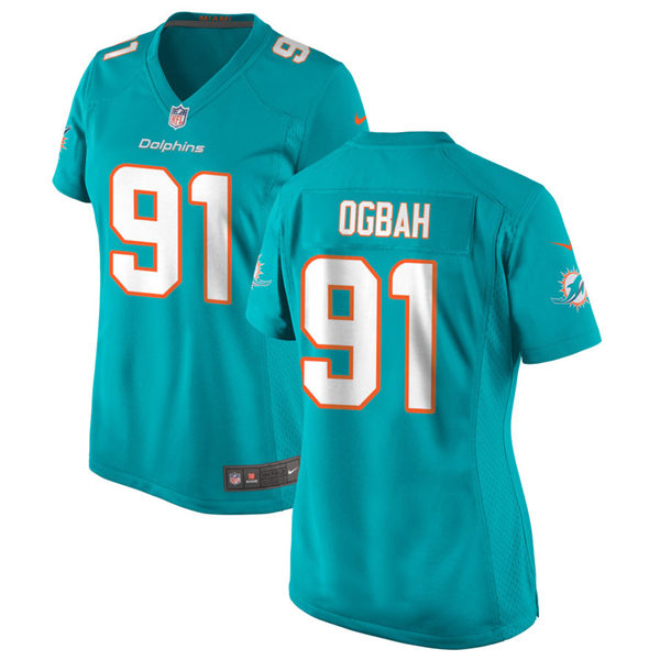 Womens Miami Dolphins #91 Emmanuel Ogbah Nike Aqua Vapor Limited Jersey