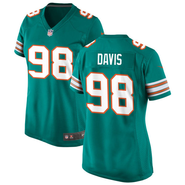 Womens Miami Dolphins #98 Raekwon Davis Nike Aqua Retro Alternate Vapor Limited Jersey