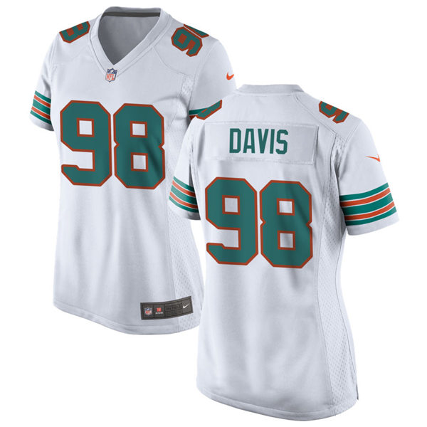 Womens Miami Dolphins #98 Raekwon Davis Nike White Retro Alternate Vapor Limited Jersey