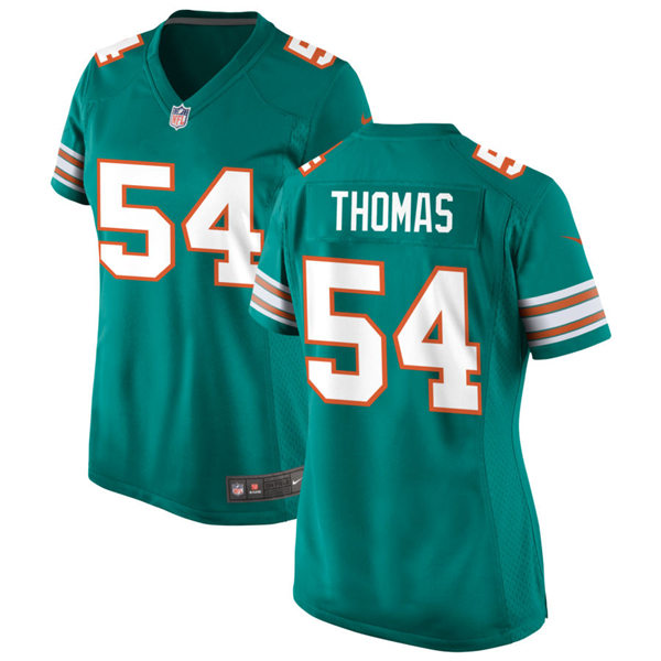 Womens Miami Dolphins Retired Player #54 Zach Thomas Nike Aqua Retro Alternate Vapor Limited Jersey