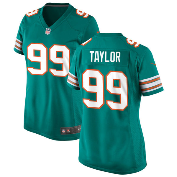 Womens Miami Dolphins Retired Player #99 Jason Taylor Nike Aqua Retro Alternate Vapor Limited Jersey