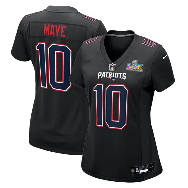 Womens New England Patriots #10 Drake Maye Black Fashion Game Jersey 