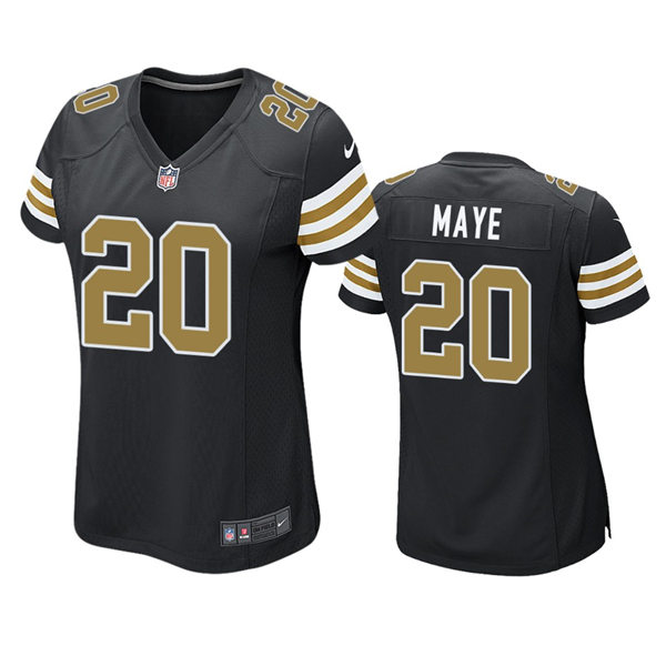 Womens New Orleans Saints #20 Deonte Harris Nike Black Alternate Stripe Sleeves Limited Jersey