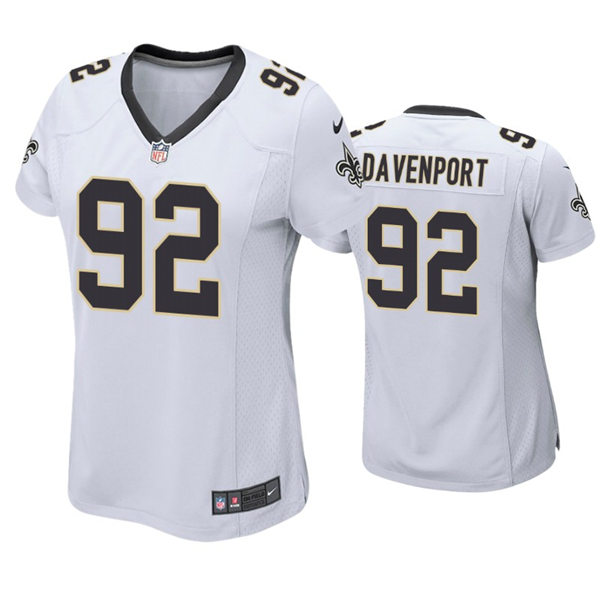 Womens New Orleans Saints #92 Marcus Davenport Nike White Limited Jersey
