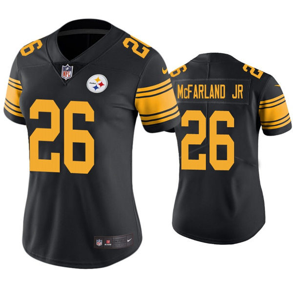 Womens Pittsburgh Steelers #26 Anthony McFarland Jr. Nike Black Color Rush Limited Jersey
