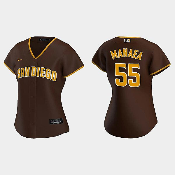 Womens San Diego Padres #55 Sean Manaea Brown Road Jersey