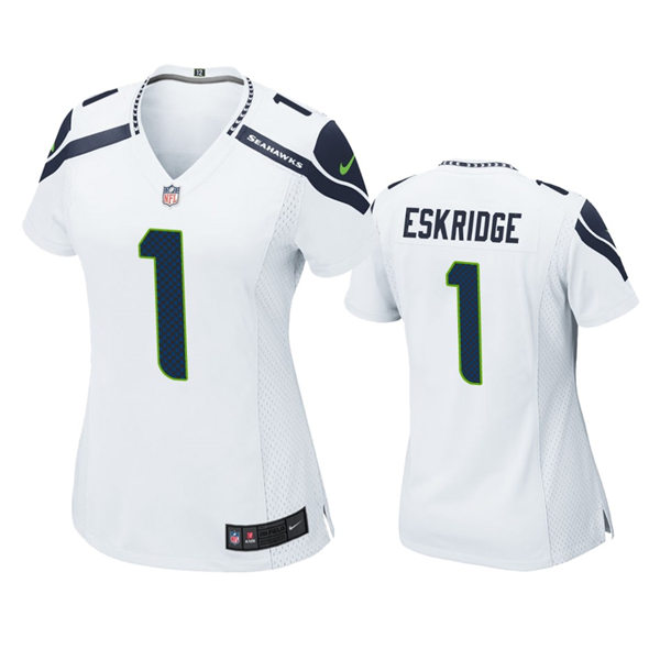 Womens Seattle Seahawks #1 D'Wayne Eskridge Nike White Vapor Limited Jersey