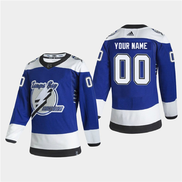 Womens Tampa Bay Lightning Custom Stitched Blue Adidas 2021 Reverse Retro Jersey Stitched
