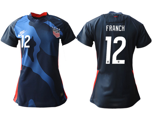 Womens USA #12 Franch Away Jersey