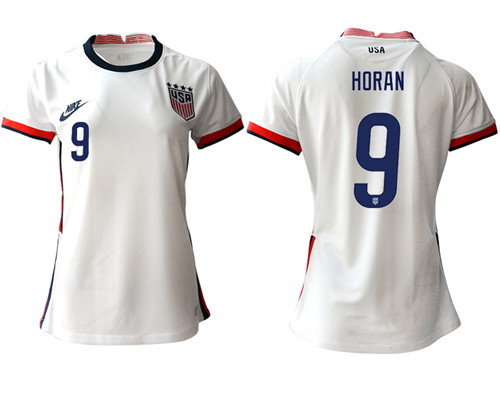 Womens USA #9 Horan Home Jersey