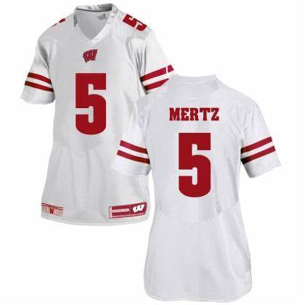 Womens Wisconsin Badgers #5 Graham Mertz White Stitched Under Armour College Football Jersey