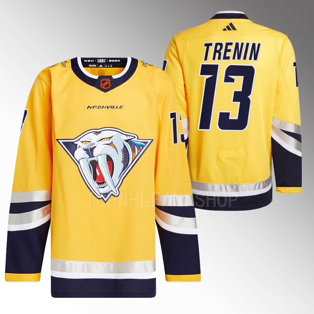 Yakov Trenin 2022 Nashville Predators Yellow Reverse Retro 2.0 Authentic Primegreen Jersey