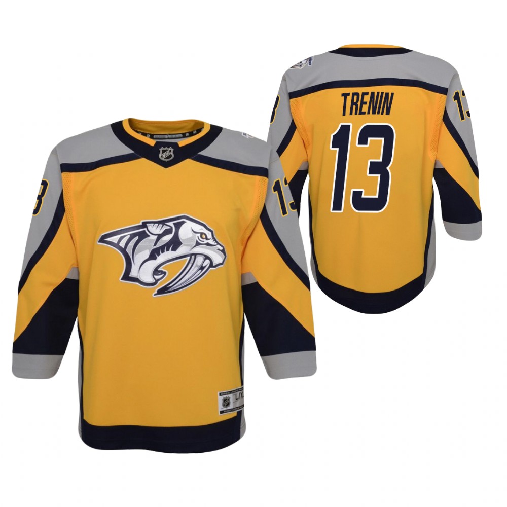 Yakov Trenin Nashville Predators 2021 Reverse Retro Gold Youth Jersey Special Edition