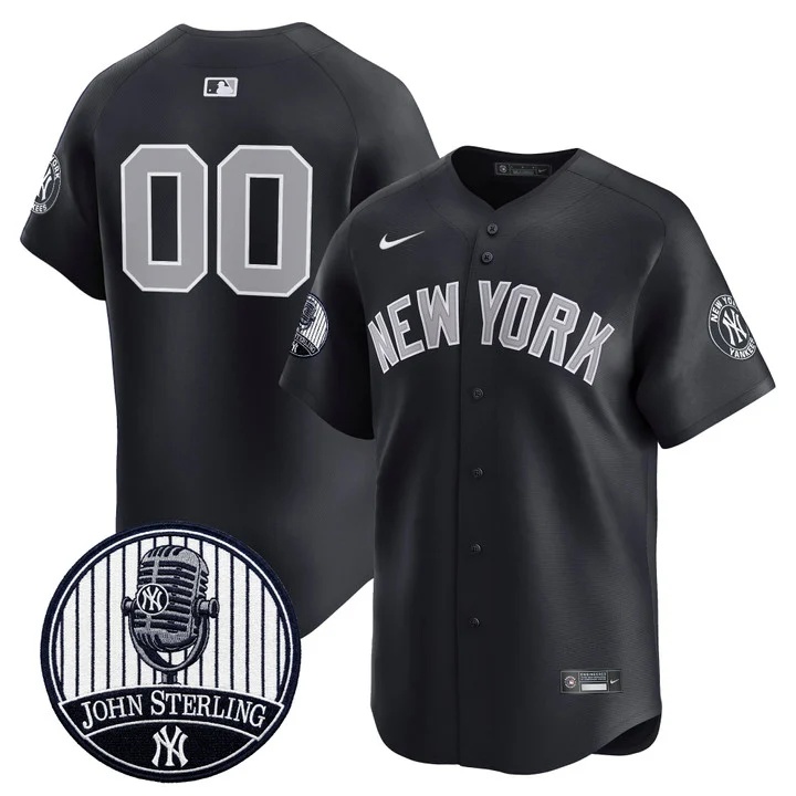 Yankees John Sterling The Voice of the Yankees Tribute Patch Vapor Premier Limited Custom Jersey V3 ALTERNATE