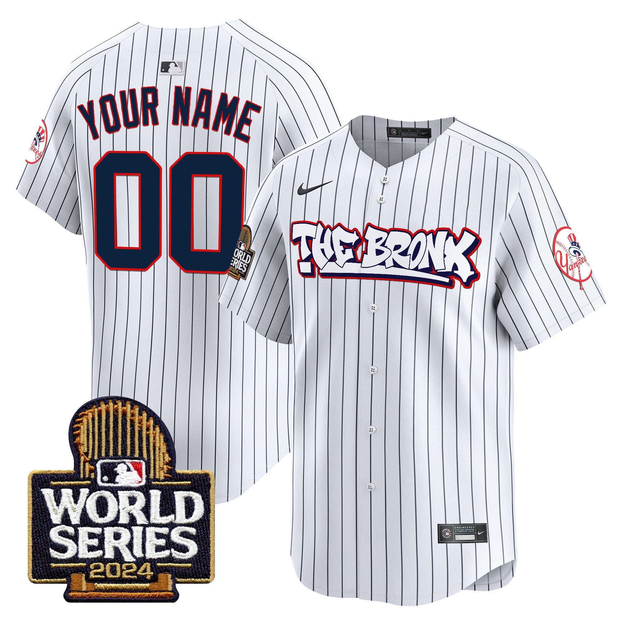 Yankees The Bronx 2024 World Series Vapor Premier Limited Custom Jersey white