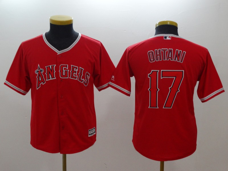 Youth  Angels 17 Shohei Ohtani Red Youth Cool Base Jersey
