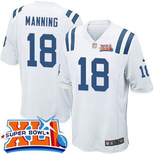 Youth  Nike Colts #18 Peyton Manning White Super Bowl XLI Stitched NFL Elite Jersey