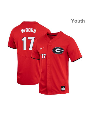 Youth's #17 Jaden Woods Georgia Bulldogs Stitched Nike Red Alumni Baseball Player Jersey