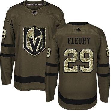 Youth Adidas Golden Knights #29 Marc-Andre Fleury Green Salute to Service Stitched NHL Jersey