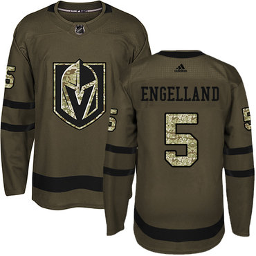 Youth Adidas Golden Knights #5 Deryk Engelland Green Salute to Service Stitched NHL Jersey
