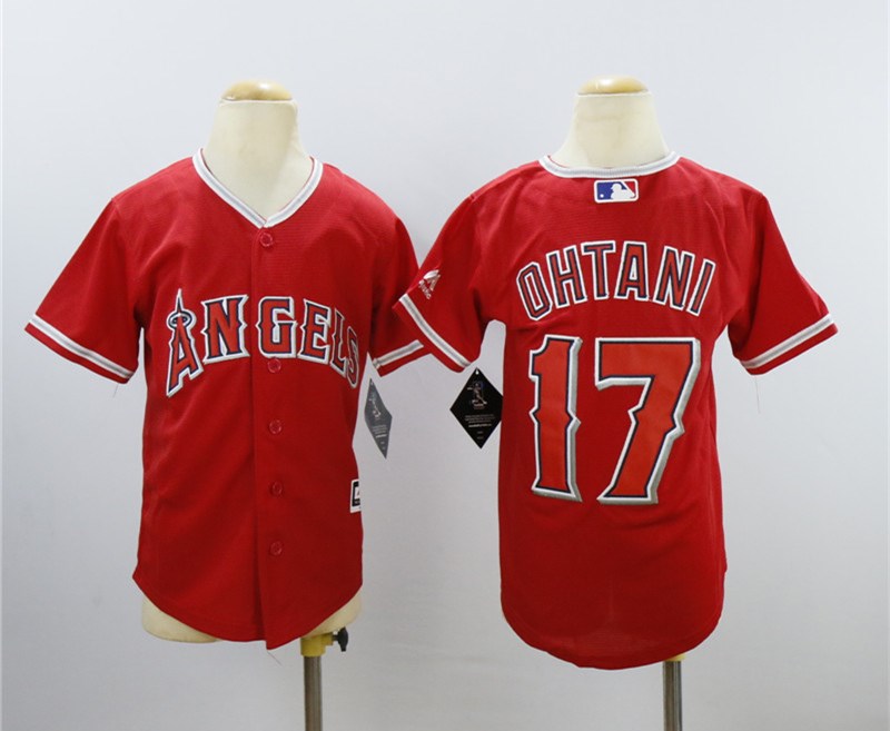 Youth Angels 17 Shohei Ohtani Red Youth Cool Base Jersey