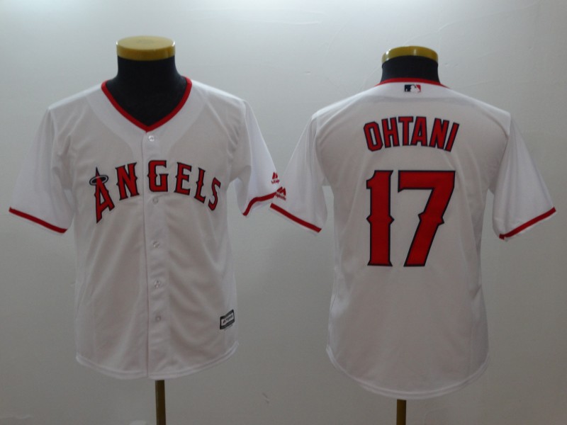 Youth Angels 17 Shohei Ohtani White Youth Cool Base Jersey