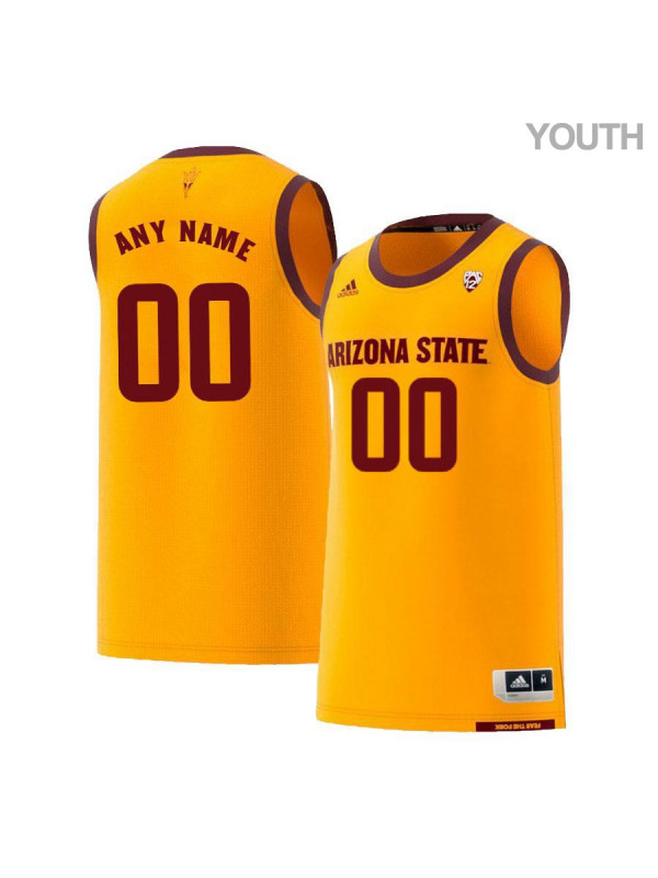 Youth Arizona State Sun Devils Custom Adidas 2018 Yellow Alumni College Basketball Jersey