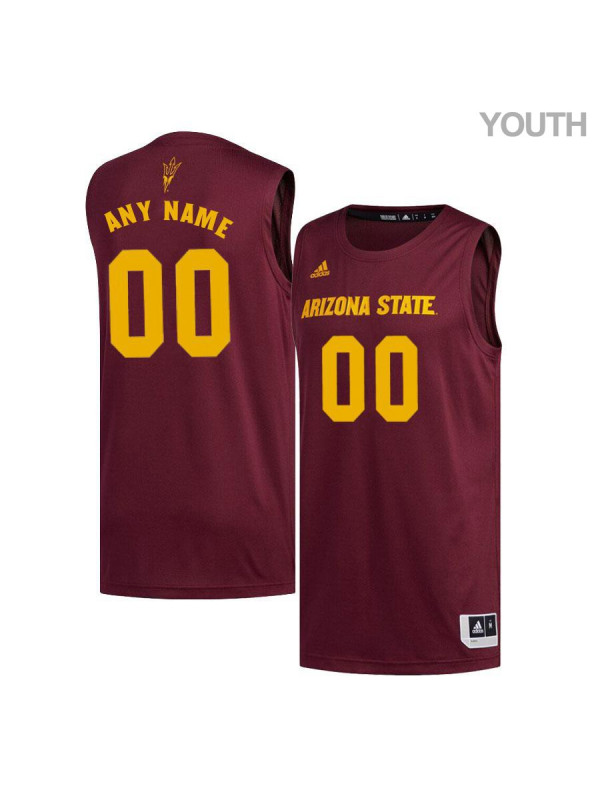 Youth Arizona State Sun Devils Custom Adidas Full Maroon College Basketball Jersey