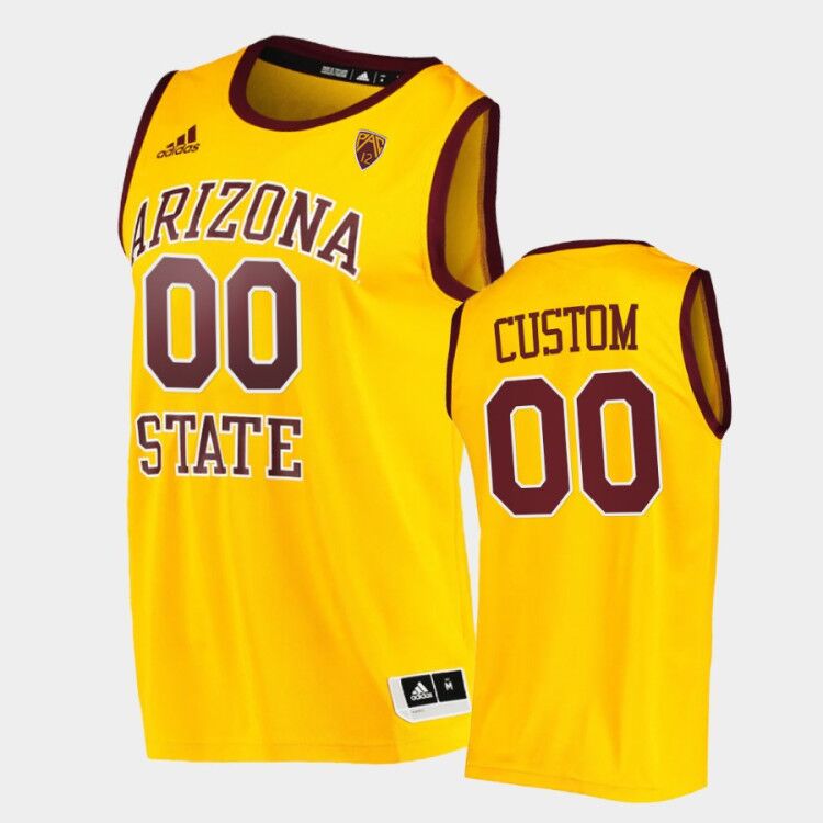 Youth Arizona State Sun Devils Custom Adidas Yellow Retro College Basketball Player Jersey